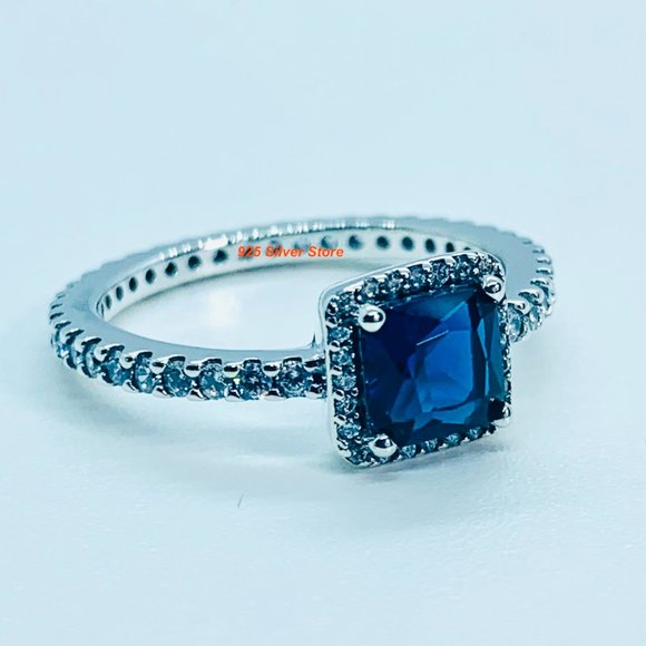 Pandora Silver 925 Blue Timeless Elegance Ring 198863C02 - Picture 4 of 4